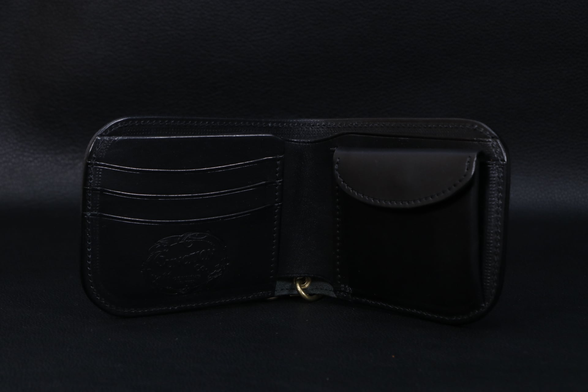 Saddle Leather× Studs Half Wallet