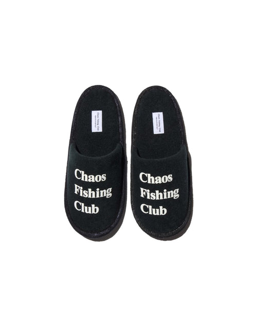 Chaos Fishing Club Logo Room Shoes BLACK